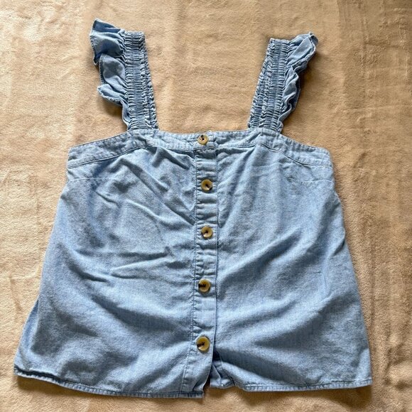 J. CREW CHAMBRAY BUTTON FRONT TANK TOP SIZE S - Picture 2 of 8